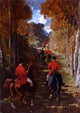 Alfred De Dreux Le Depart Pour La Chasse, 18"x27" Wall Decal