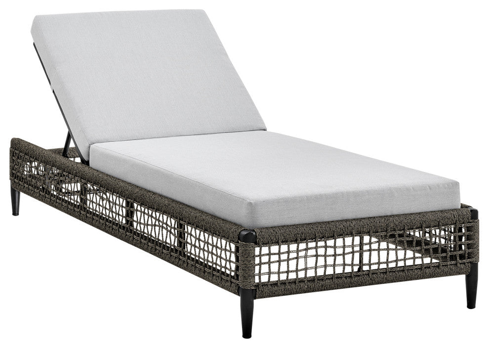 Alegria Outdoor Adjustable Chaise Lounge Chair in Aluminum with Gray Rope