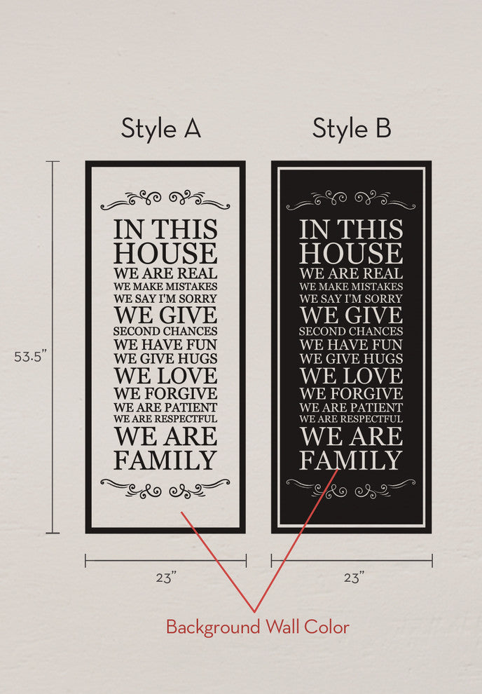 In This House Wall Decal, House Rules Decal, Black, Style B