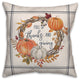 Thanks And Giving Fall Wreath 3 16"x16" Spun Poly Pillow
