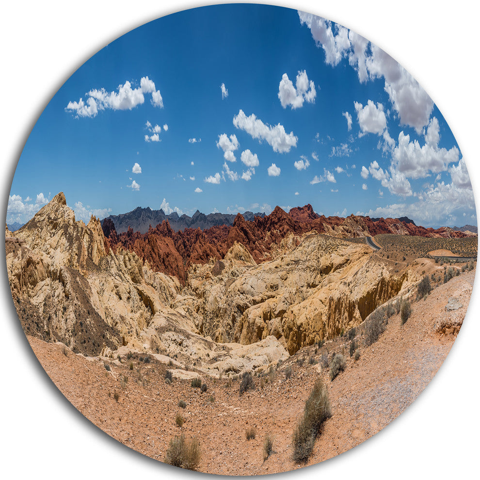 Valley Of Fire Landscape Panorama, Landscape Disc Metal Wall Art, 36"