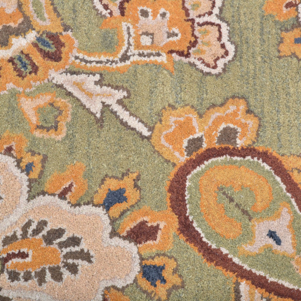 HAND TUFTED WOOL ECO-FRIENDLY AREA RUGS - Rectangle,Green,Floral