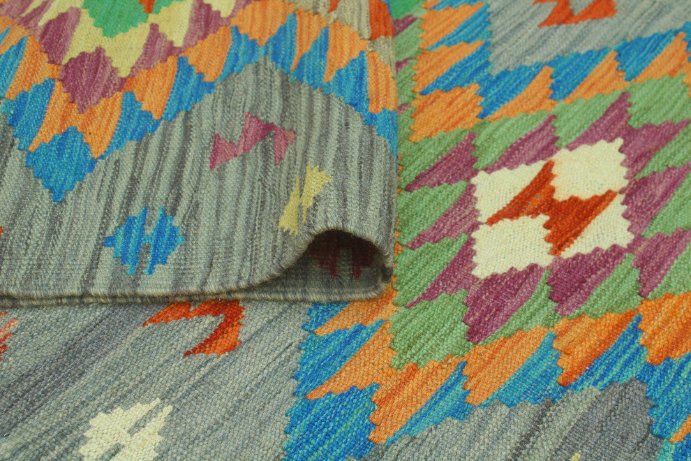 Sangat Kilim Arali Gray/Blue Runner, 2'8x9'10