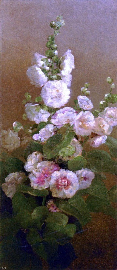 Charles Ethan Porter Hollyhocks, 15"x30" Wall Decal Print