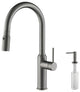 KIBI Hilo Single Handle Pull Down Kitchen Faucet, Titanium, W/ Soap Dispenser