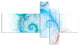 Beautiful Blue Fractal Pattern, Abstract Wall Art Canvas, 60"x32", 5 panels