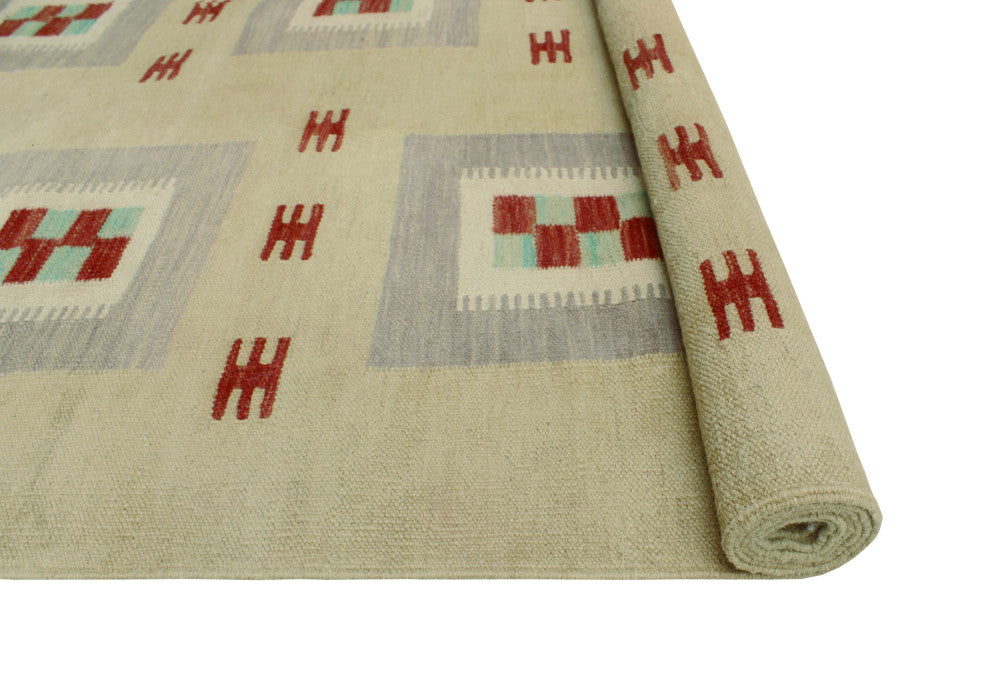 Modern Flatweave Azime Beige/Gray Rug, 5'7x8'3