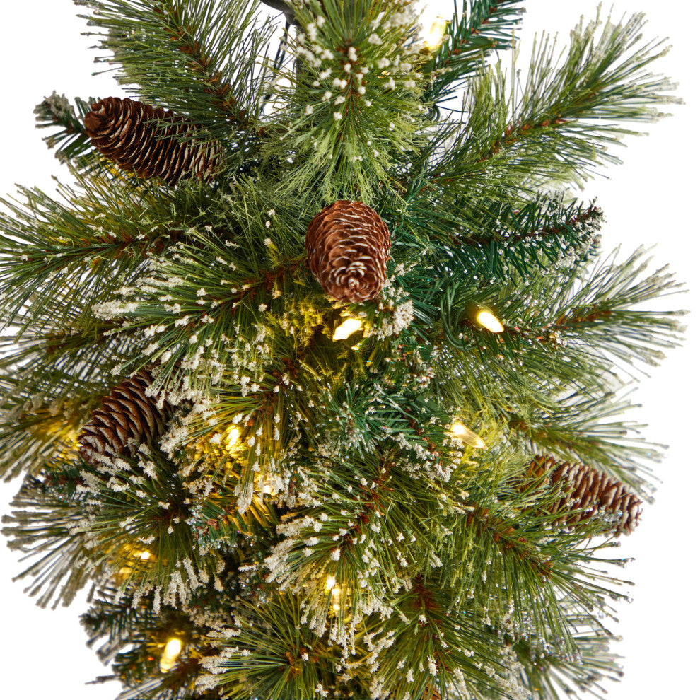 D1033 5 Holiday Pre-lit Decorated Lamp Post With Artificial Christmas Greenery