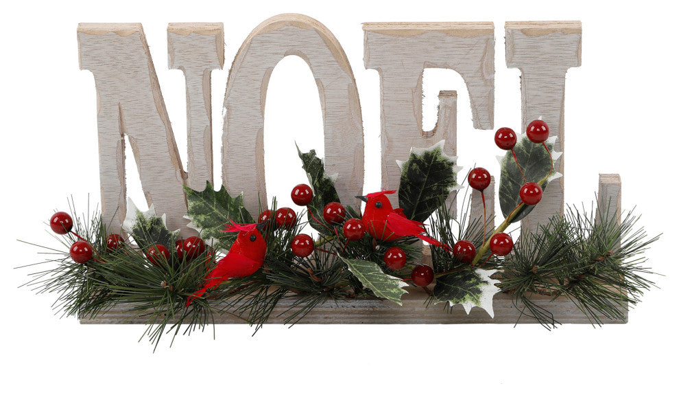 Full product view on a white background, no text overlays, represents the Noel sign with garland as the main product image.