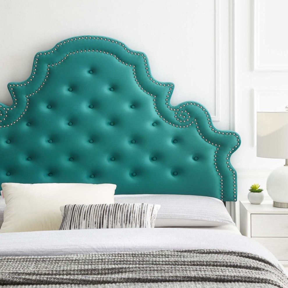 Diana Tufted Performance Velvet Full/Queen Headboard Teal