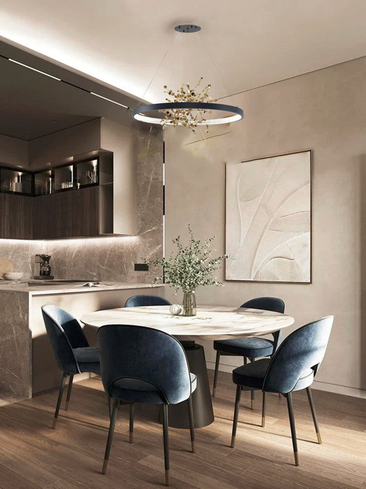 Sand Black Frame Chandelier with Gold Stainless Steel Confetti