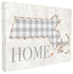 Massachusetts Gray Gingham & Floral Heart & Home Canvas Wall Art, 24"x30"