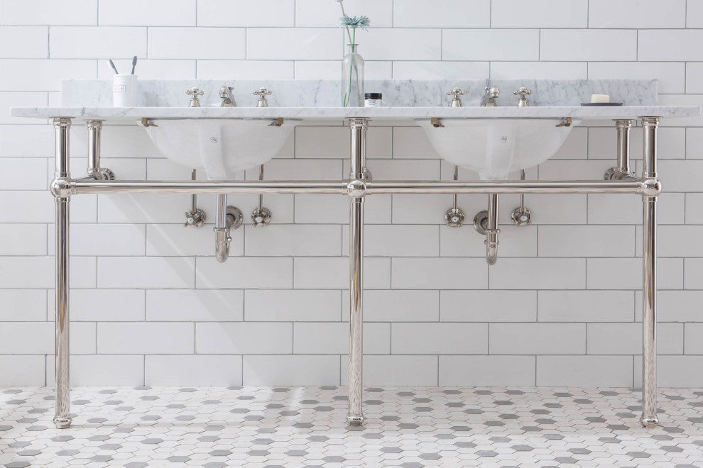 Embassy 72" Wide Double Wash Stand, P-Trap, Countertop With Basin