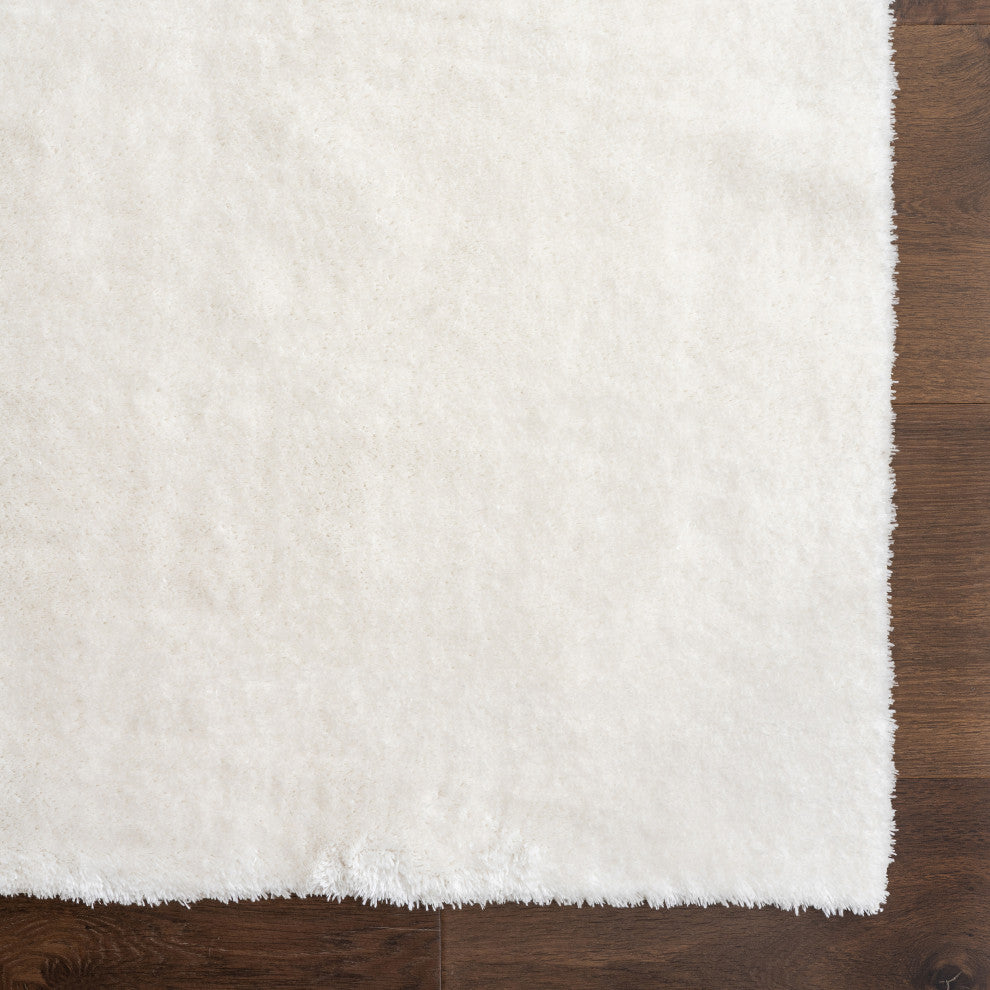 nuLOOM Loni Solid Machine Washable Shag Area Rug, White, 6'round