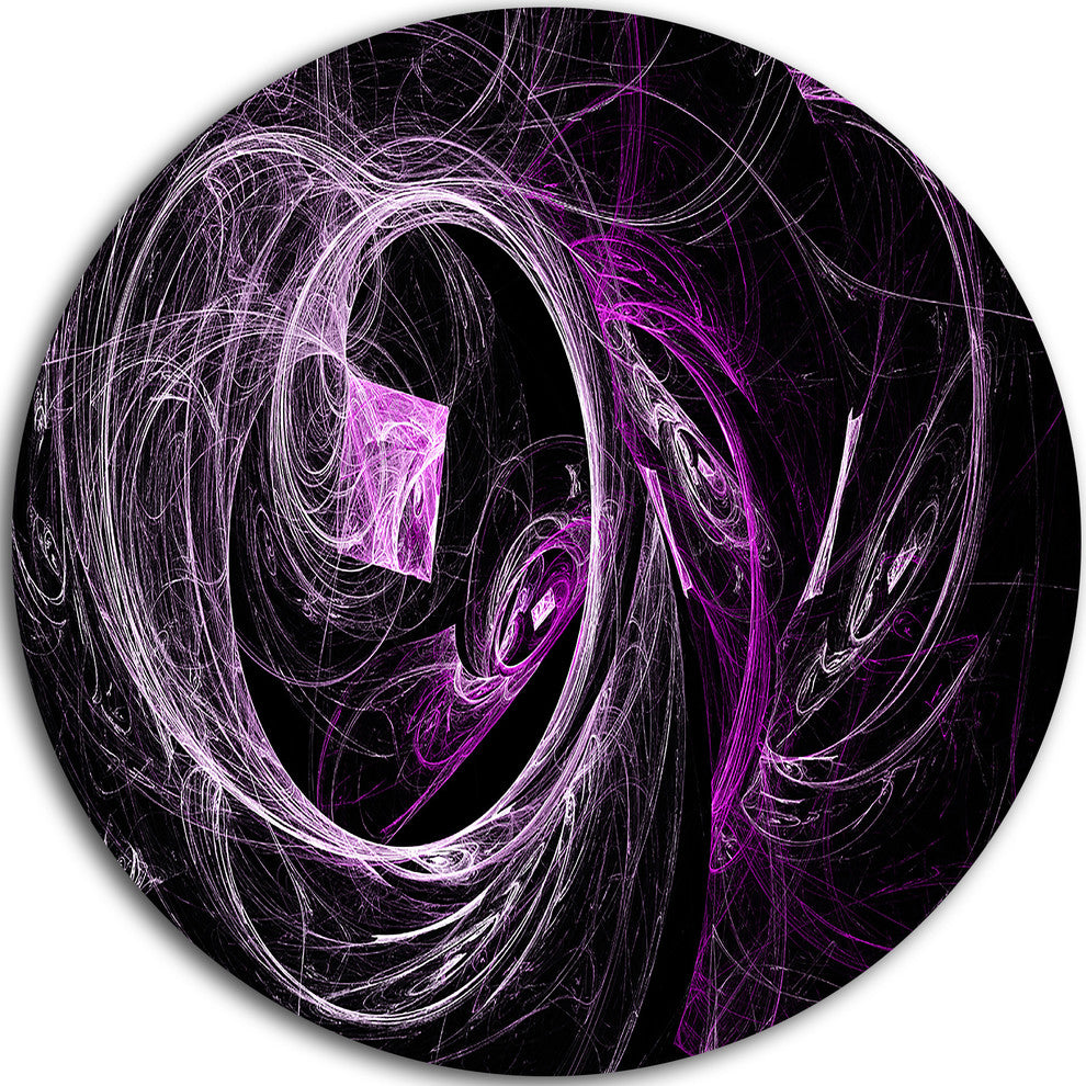 Billowing Smoke Purple In Black, Abstract Digital Round Wall Art, 11"