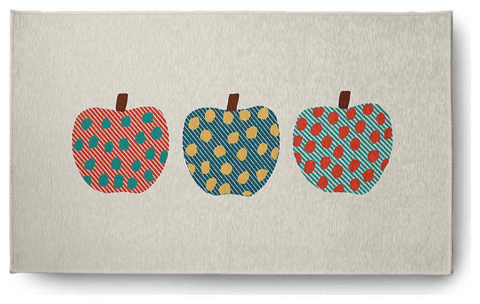 Little Pumpkins Fall Design Chenille Area Rug, Teal, 3'x5'