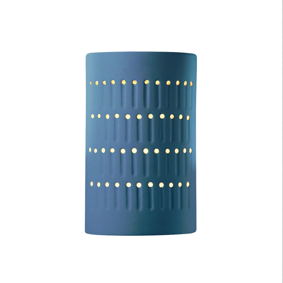 Small Cactus Cylinder Outdoor Wall Sconce, Open, Midnight Sky, White, LED