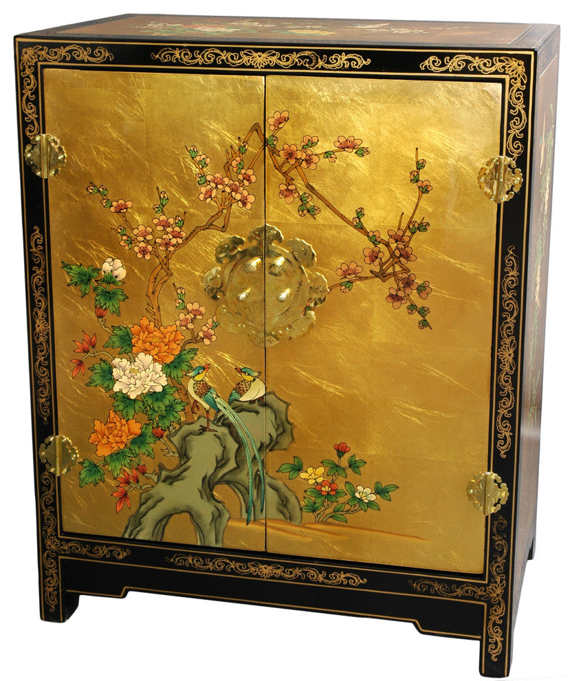 Gold Leaf Lacquer Cabinet