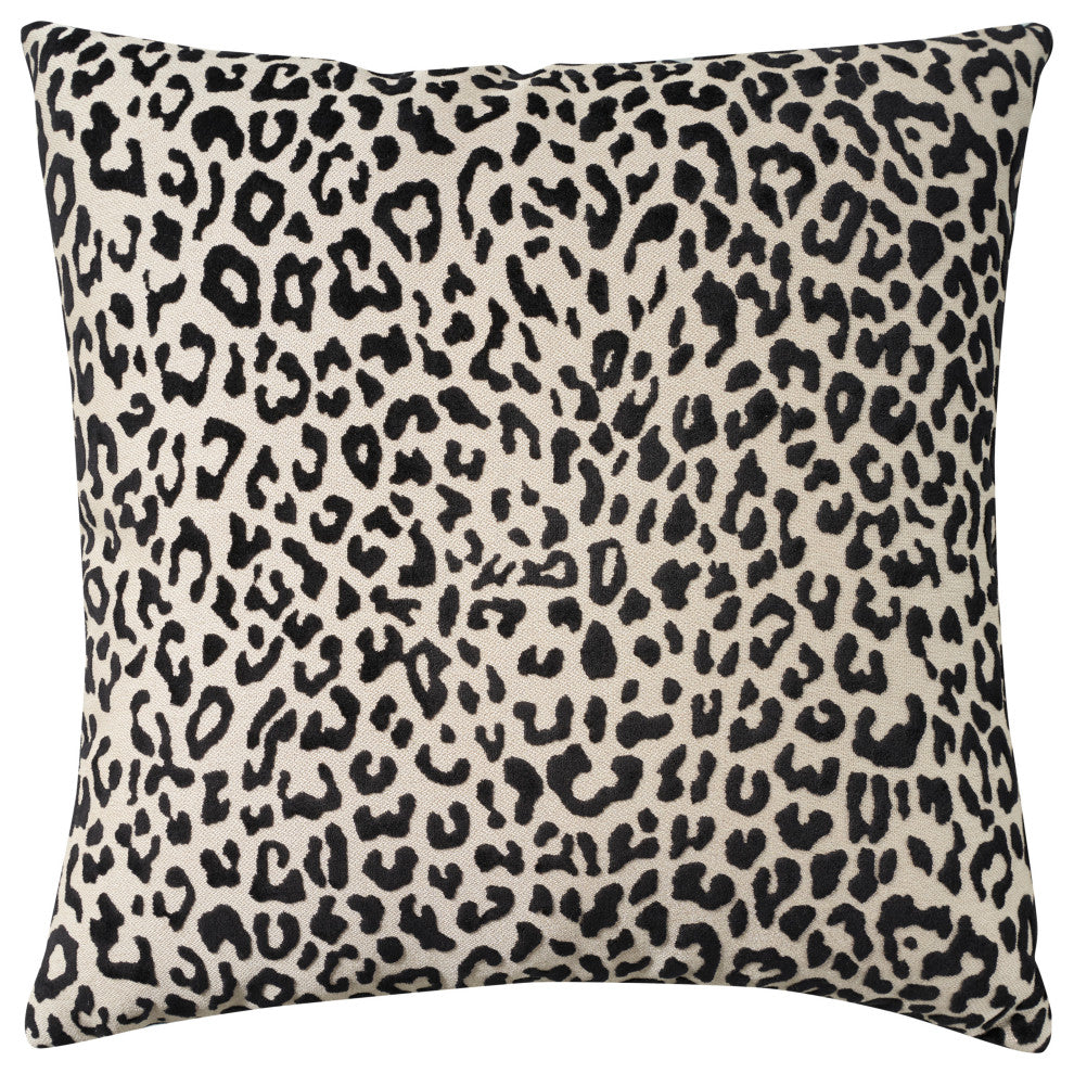 Nourison Home 18"x18" Sofia Jaquard Leopard Velvet Black Throw Pillows