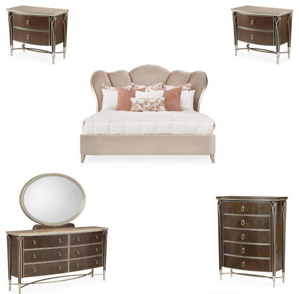 AICO Furniture Villa Cherie 6 Piece King Bedroom Set