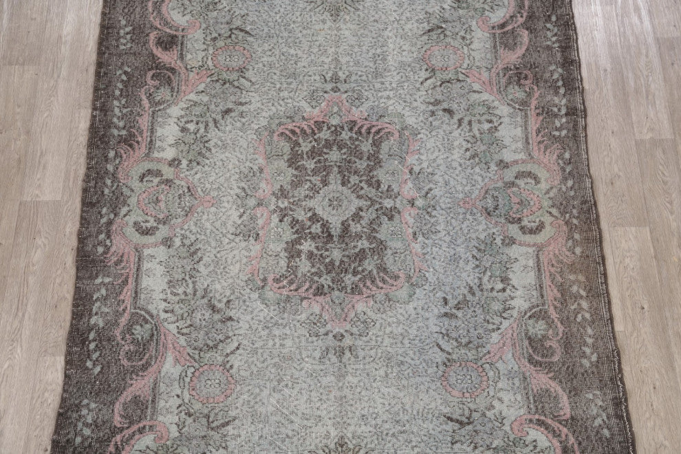Consigned, Antique Traditional Handmade Turkish Overdyed Area Rug, Gray, 6x10