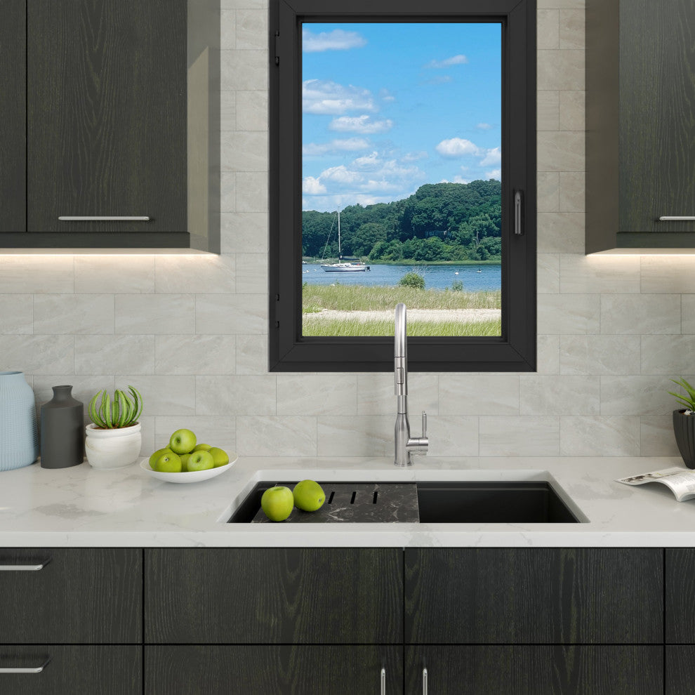 Nantucket Sinks Undermount Workstation Granite Composite, Nano Black