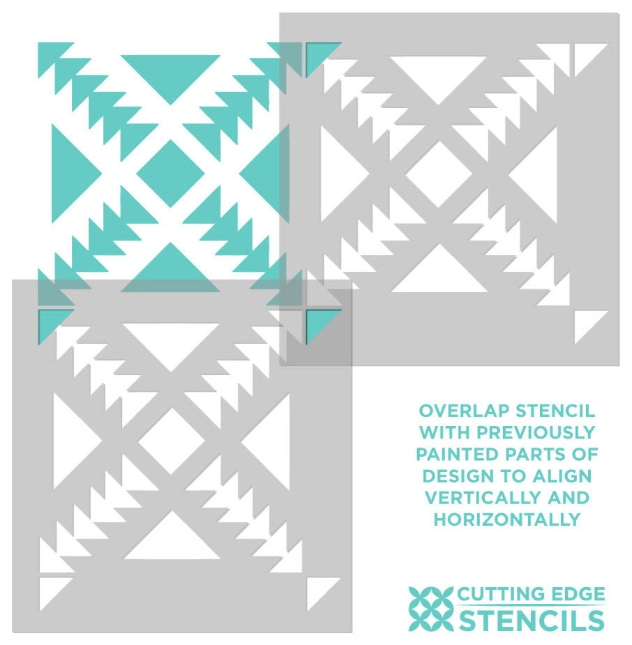 Aztec Tile Stencil - DIY Geometric Tile Stencils - Faux Cement Tiles, Small