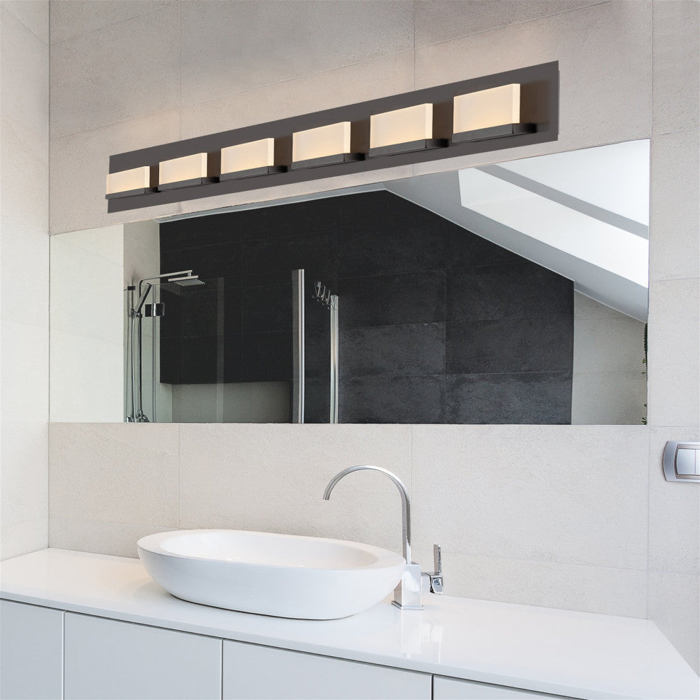 Kira Home Everett 48" 60W Integrated LED Bathroom / Light, Rectangular Acrylic