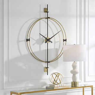 Uttermost 06106 30.75"W Iron Analog Wall Mounted Clock - Gold / Black