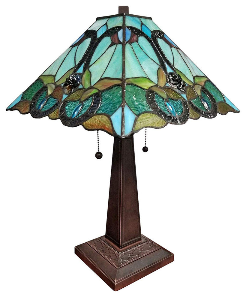 Amora Lighting AM254TL14B Tiffany Style Floral Mission Table Lamp 23 In High