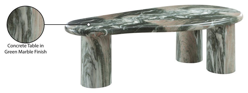 Sassari Finished Concrete Indoor/Outdoor Coffee Table, Green Finish