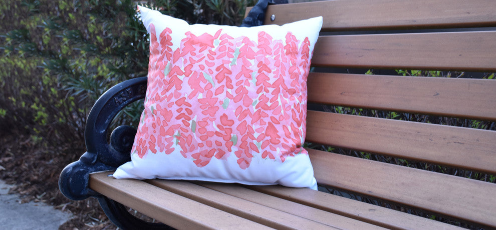Flower Bell Floral Decorative Outdoor Pillow, Peach, 20"