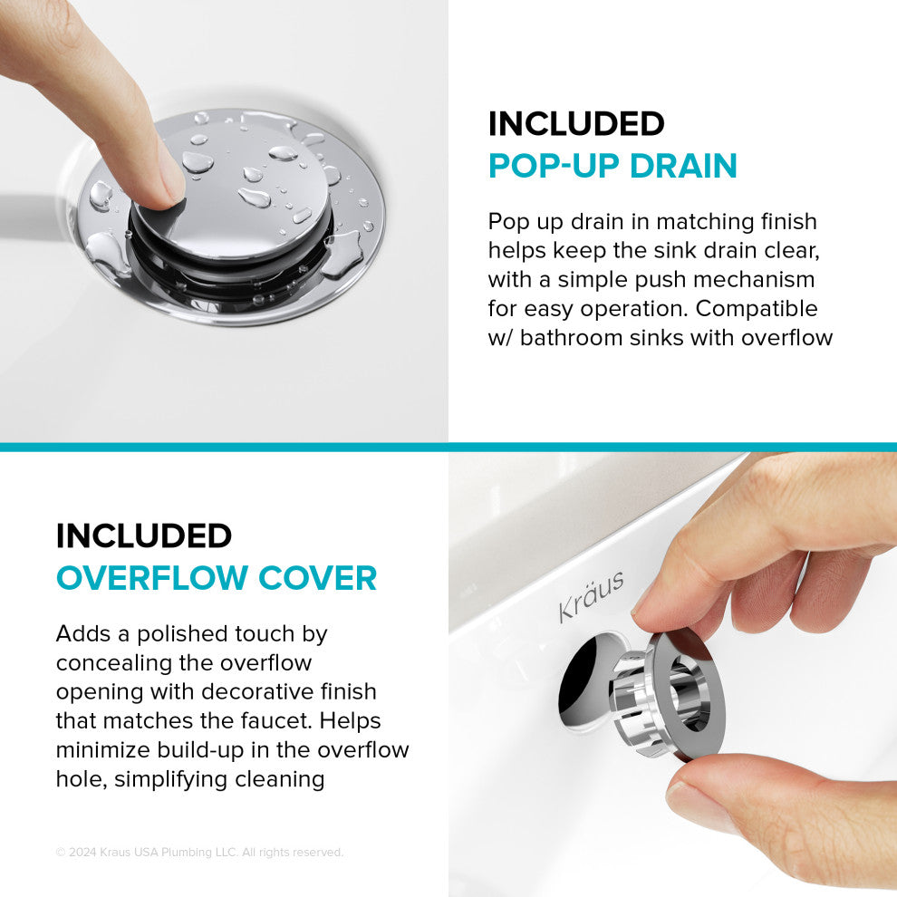 KRAUS Indy Single Handle Basin Bathroom Faucet Chrome, Pop Up Drain