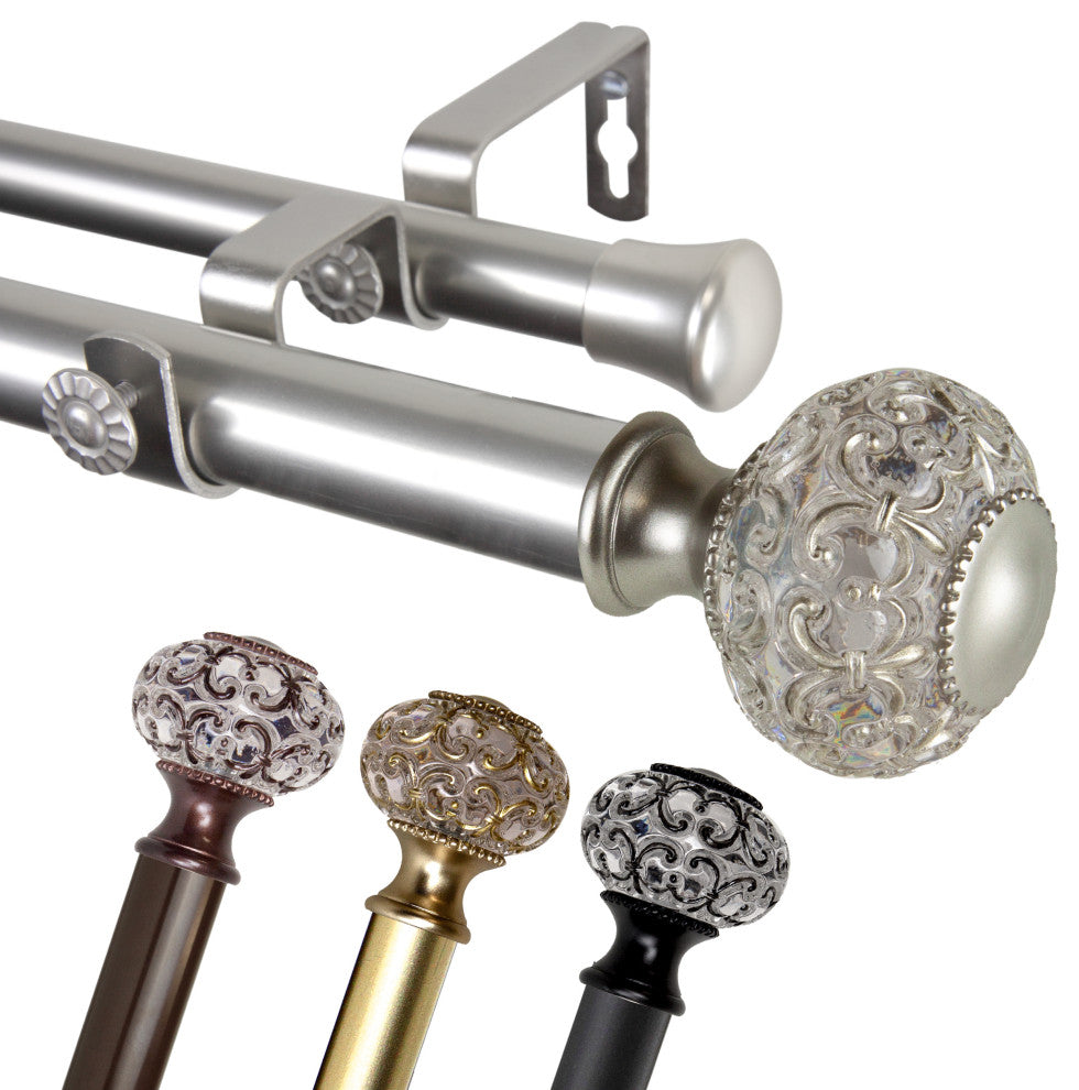 Bailey 1" Diameter Double Curtain Rod, Bronze, 160-240"