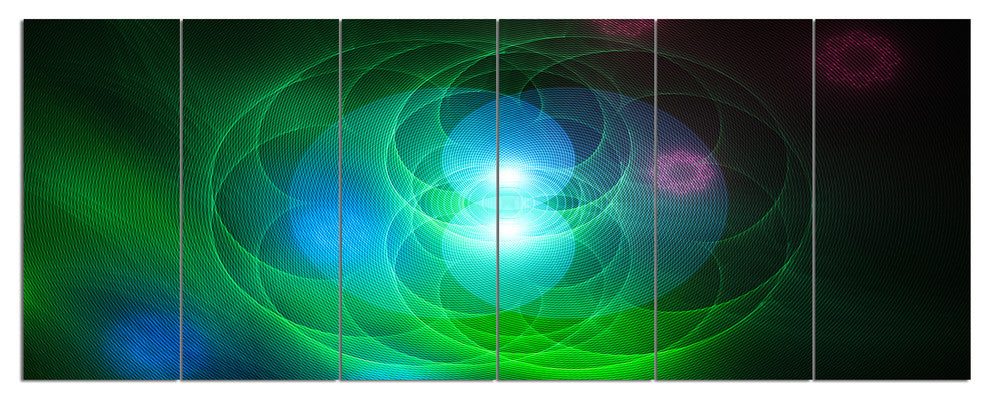 Merge Colored Spheres., Large Abstract Canvas Art Print, 70"x28", 6 Panels