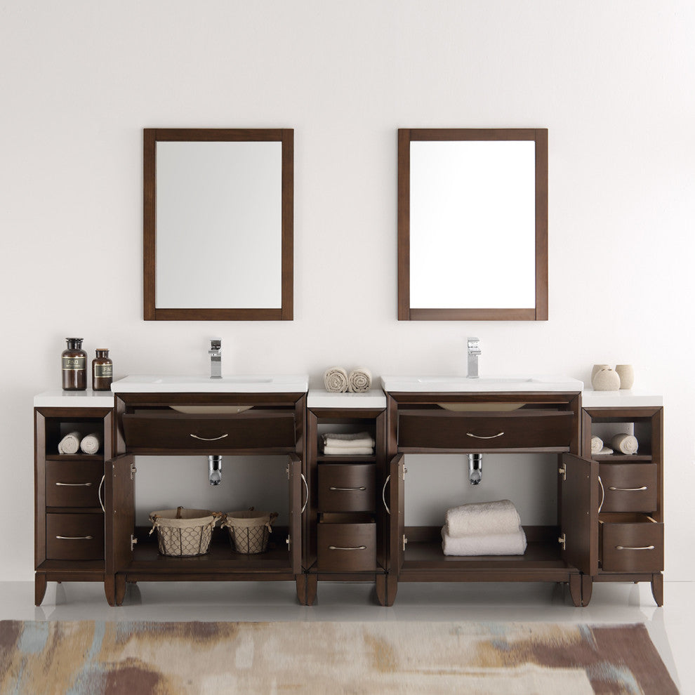 Cambridge 96" Antique Coffee Double Sink Traditional Bathroom Vanity, FFT1030CH