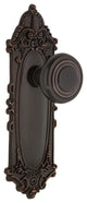 Victorian Plate Privacy Deco Door Knob, Timeless Bronze