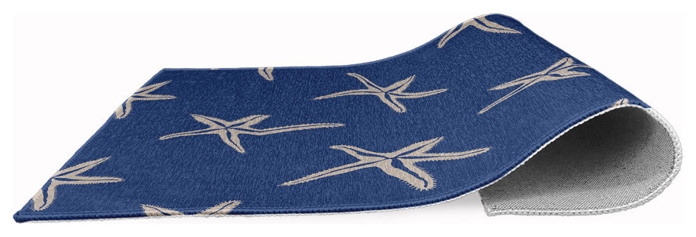 Starfish Nautical & Coastal Chenille Area Rug, Nautical Navy, 5' Round