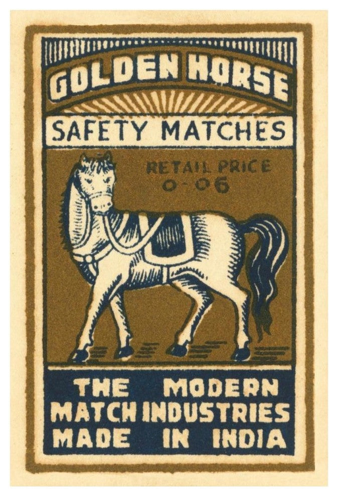 "Golden Horse Safety Matches" Digital Paper Print by Phillumenart, 29"x42"