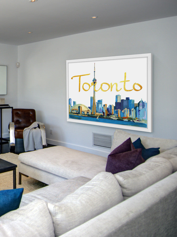 "Toronto Skyline" Framed Painting Print , 36x24