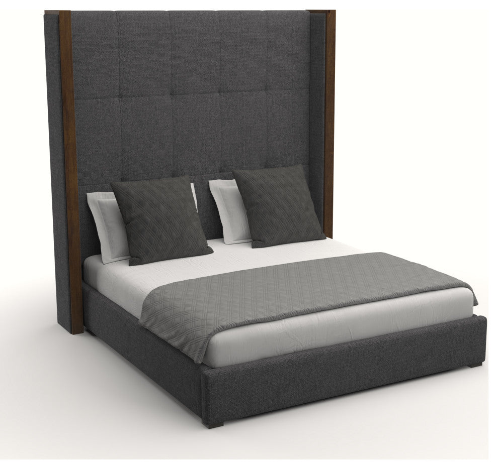 Nativa Interiors Irenne Tufted Bed, Charcoal, Ca King, High 87"