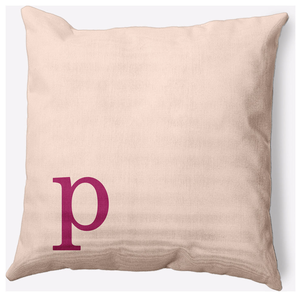 18" x 18" Modern Monogram Indoor/Outdoor Polyester Throw Pillow, Dusty Rose