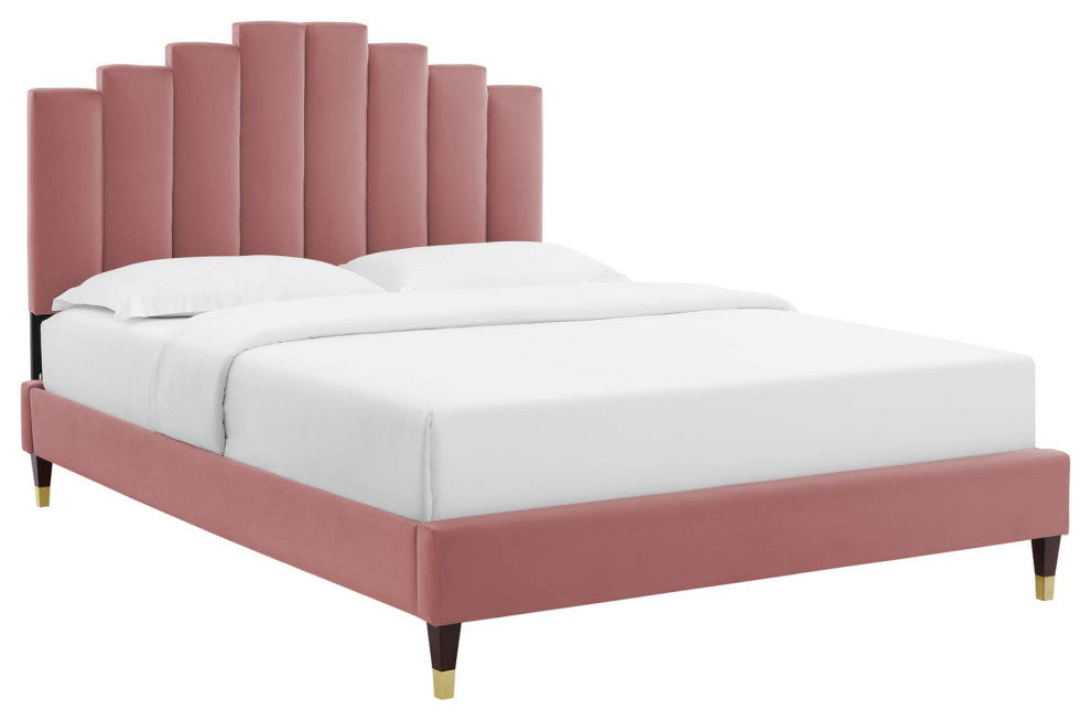 Elise Queen Performance Velvet Platform Bed MOD-6691-DUS