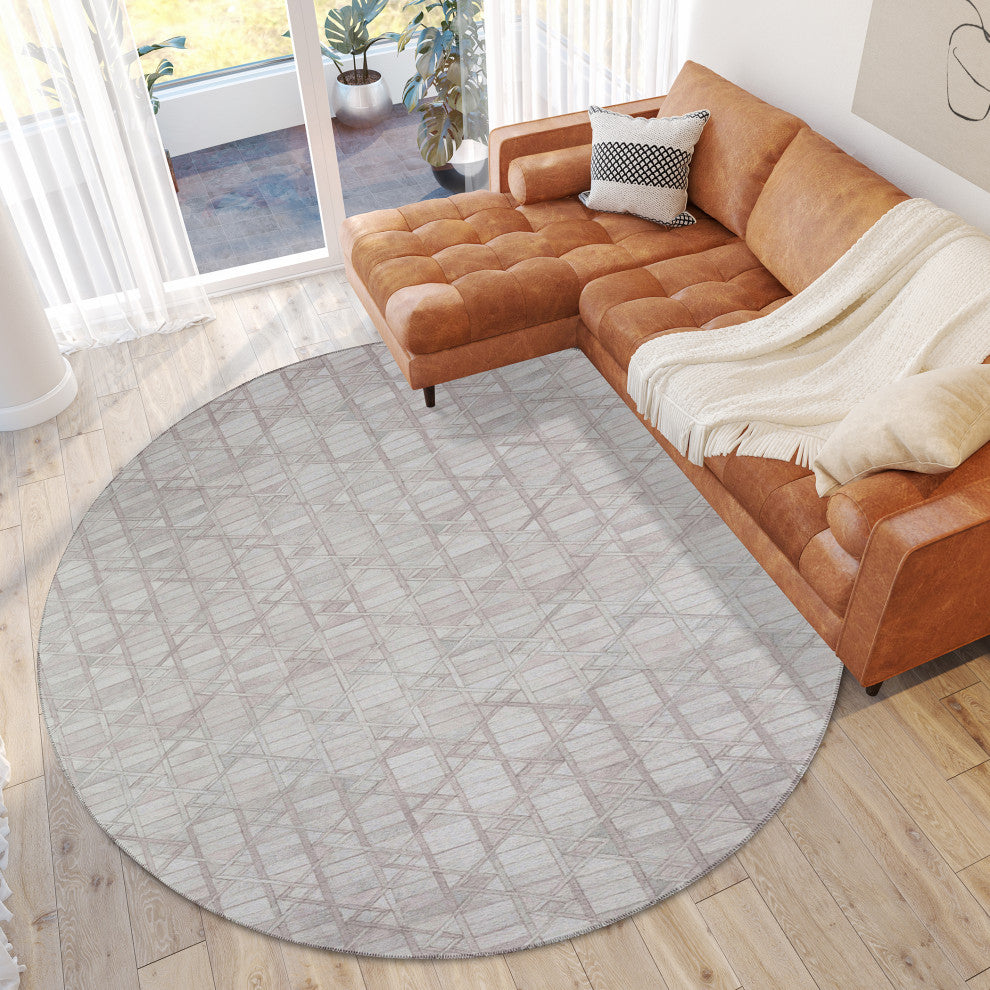Indoor/Outdoor Stetson SS4 Linen Machine Washable 10' x 10' Round Rug