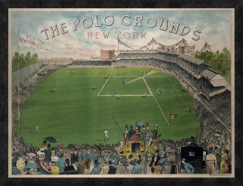 "New York Polo Grounds" Framed Canvas Giclee by Vintage Sports, 34"x26"