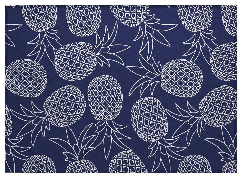 Indoor/Outdoor Kendall KE6 Navy Machine Washable 1'8" x 2'6" Rug