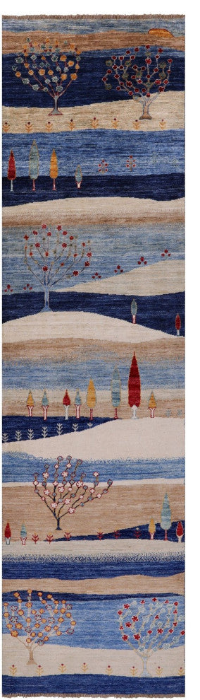 Runner Tribal Persian Gabbeh Hand Knotted Rug 2' 7" X 9' 7" Q7953