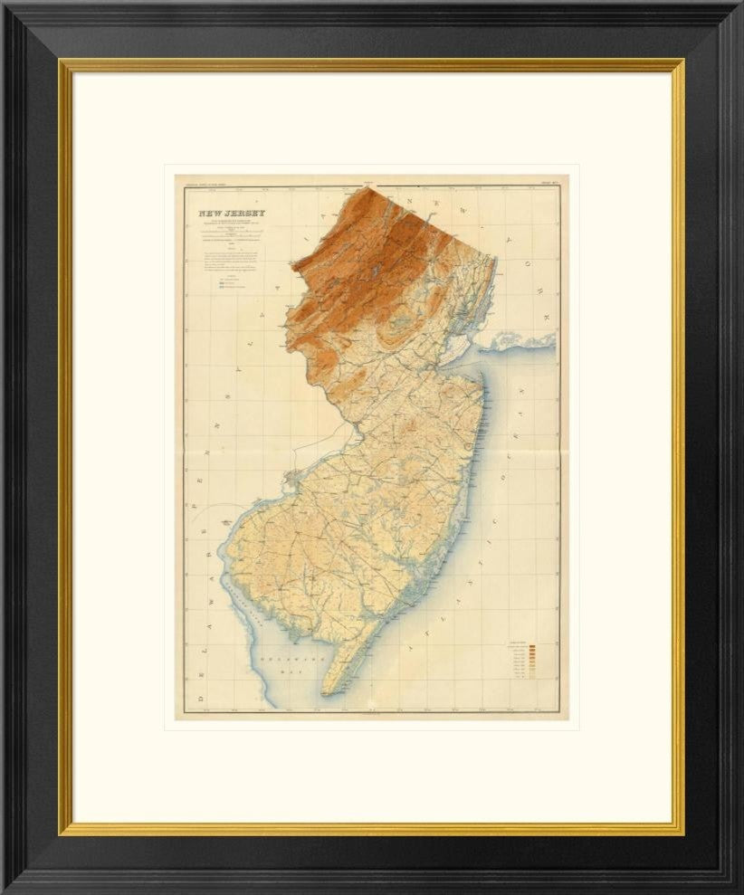 "New Jersey State Map, 1888"  by Geological Survey of New Jersey, 22x26"