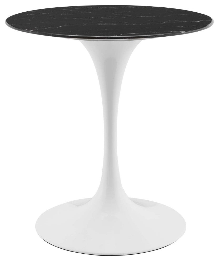 Lippa 28" Artificial Marble Dining Table White Black