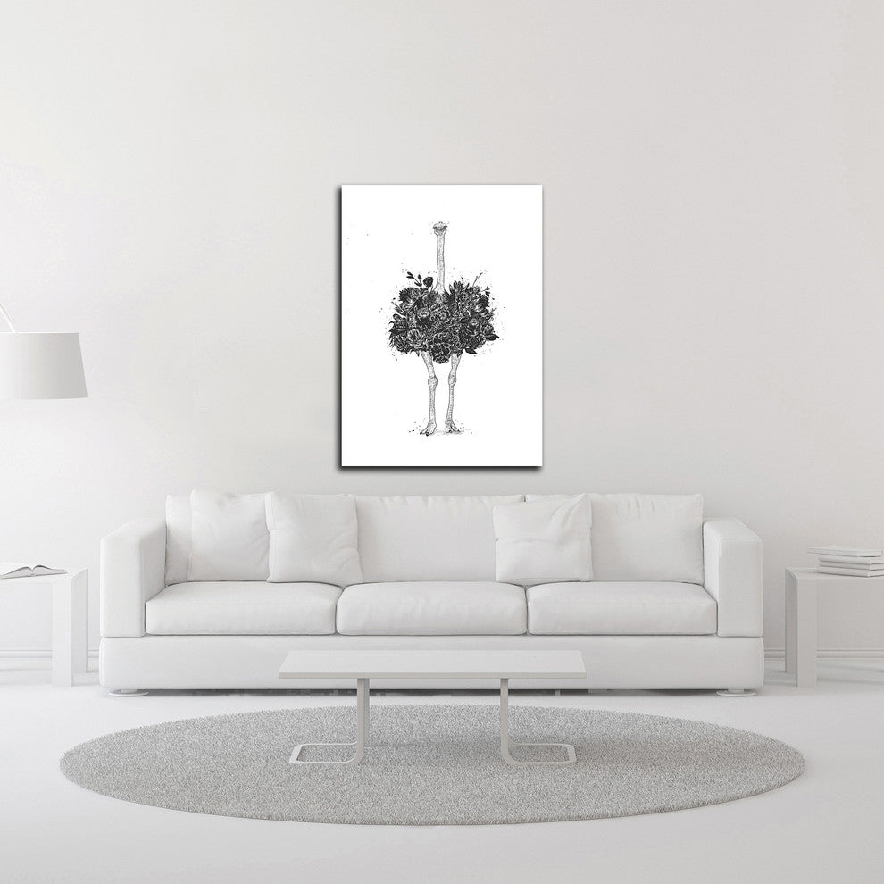 Floral Ostrich by Balazs Solti, Print on Canvas, 30"x42"